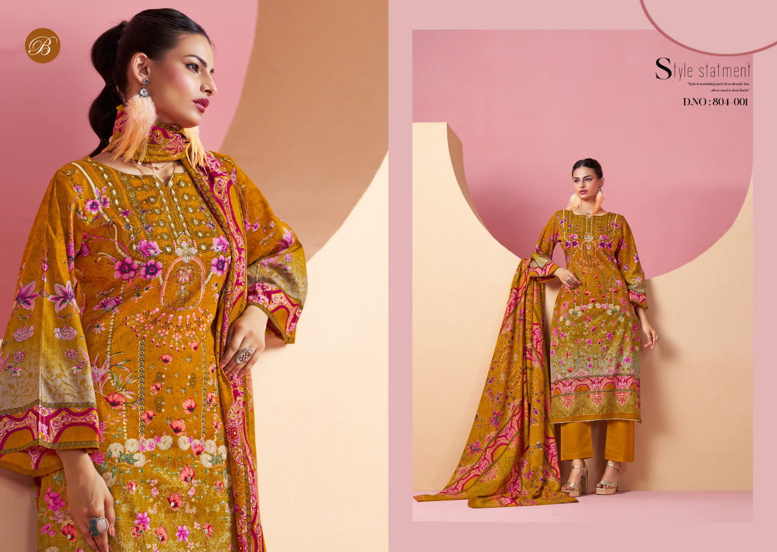 Belliza Ruksana Cotton Printed With Handwork Dress Material Collection